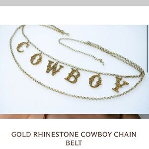 Gold Rhinestone Cowboy Chain Belt